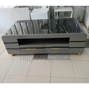 Executive Black Gold Coffee Table With Marble Topping