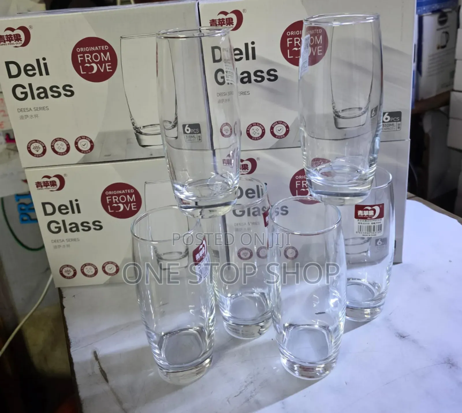 6pcs 310ml Oval Long Glasses