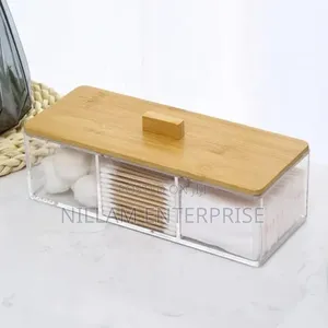 *3 Compartment Acrylic Makeup Organizer Cotton Pad Storage Box