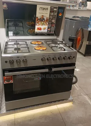 Mika 90×60 Standing Cooker 4 Gas Pool Jet Burners + 2 Rapid Hotplates