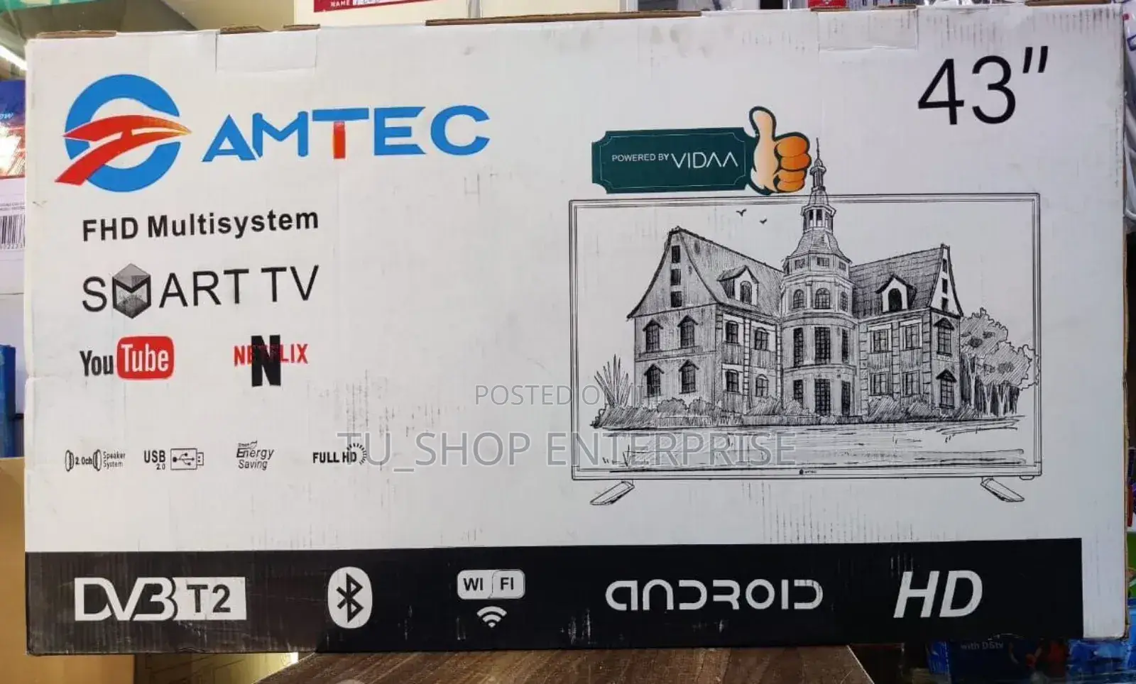 *Amtec 43" Smart Vidaa Frameless Bluetooth