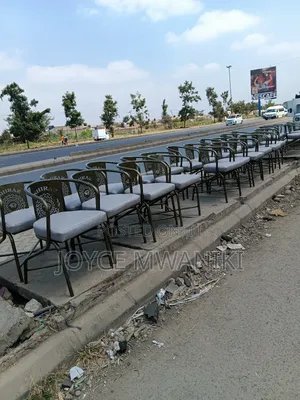 Laser Cut Powder Coated Restaurant Chairs, Light Grey