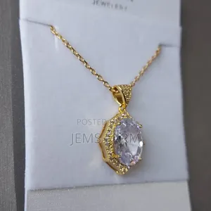 Champagne Gold Plated Clear Cubic Zircon Necklace