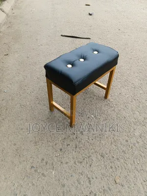 Leg Rest or Pedicure Stool, Black Leather