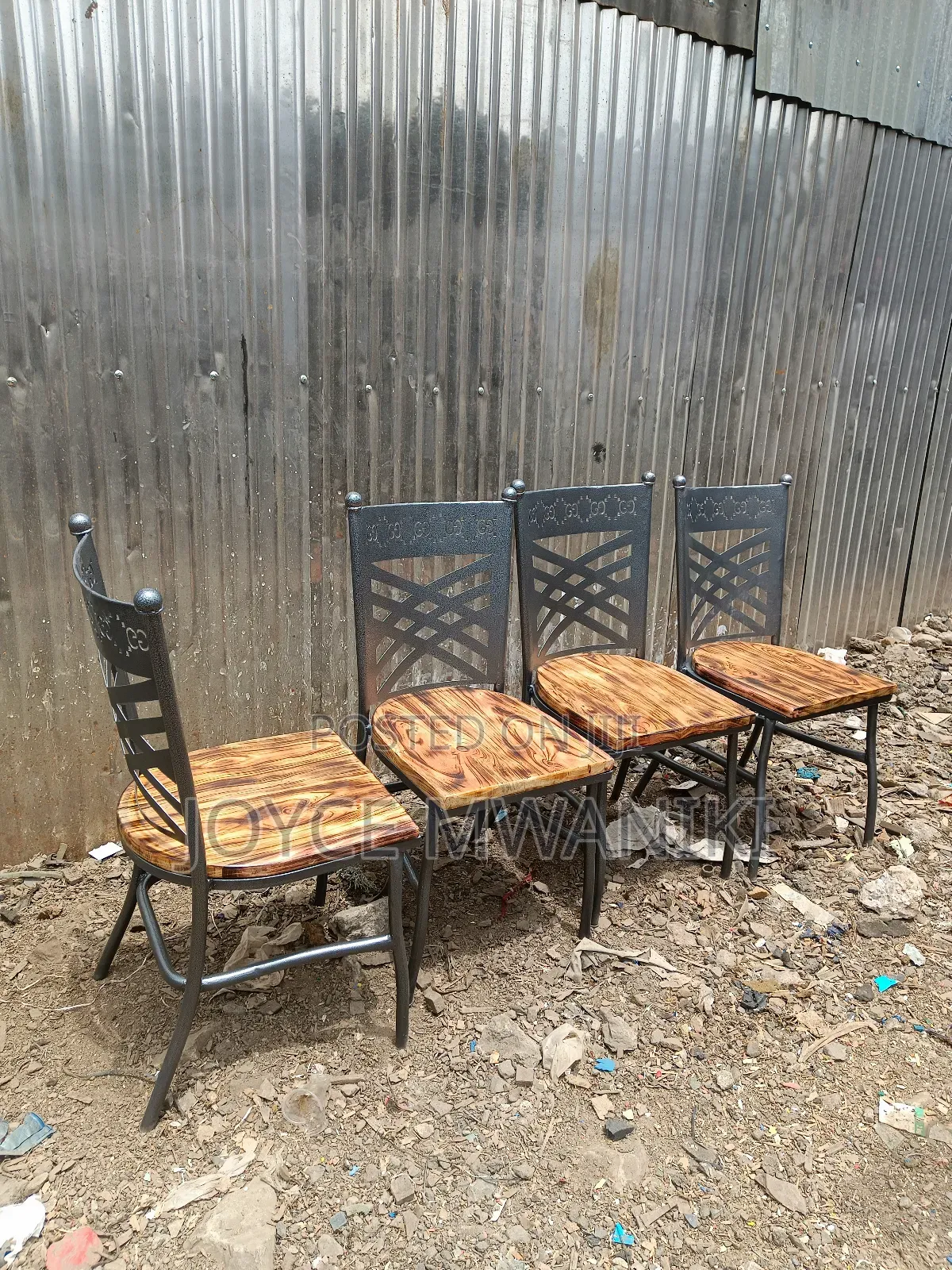 Wooden Restaurant Chairs With Powder Coated Frame 