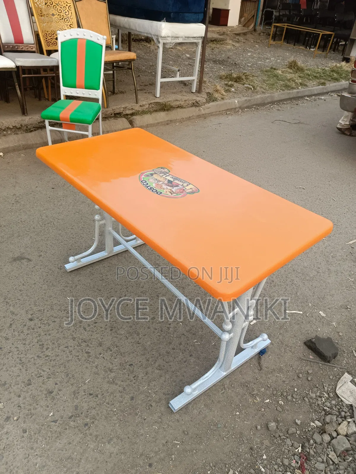 Restaurant Marble Orange Table, 4ft by 2 Ft 