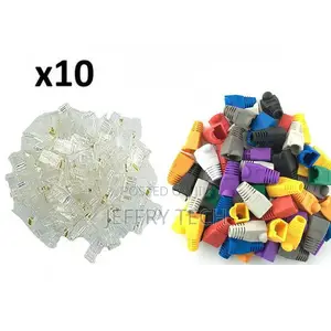 10 Pieces Rj45 Transparent Cat6 Network Cables + 10 Plug Cov