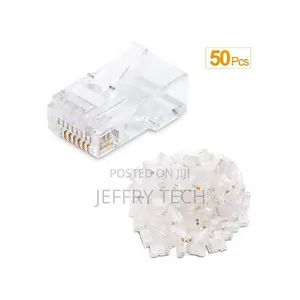 50 Rj45 Ethernet Connector Cat6 Transparent Pack of 50 Plugs