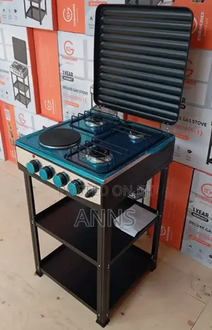 Eurochef 3 Gas +1 Electric Standing Cooker With Shelves.