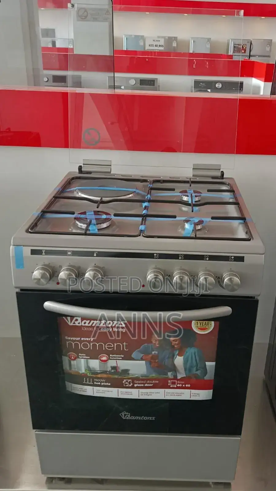 Ramtons 3g+1e 60 by 60 Silver Standing Cooker