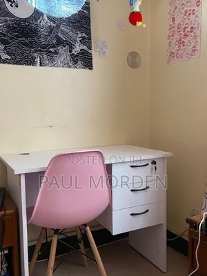 Office Desk With Pink Eames Chair 7700