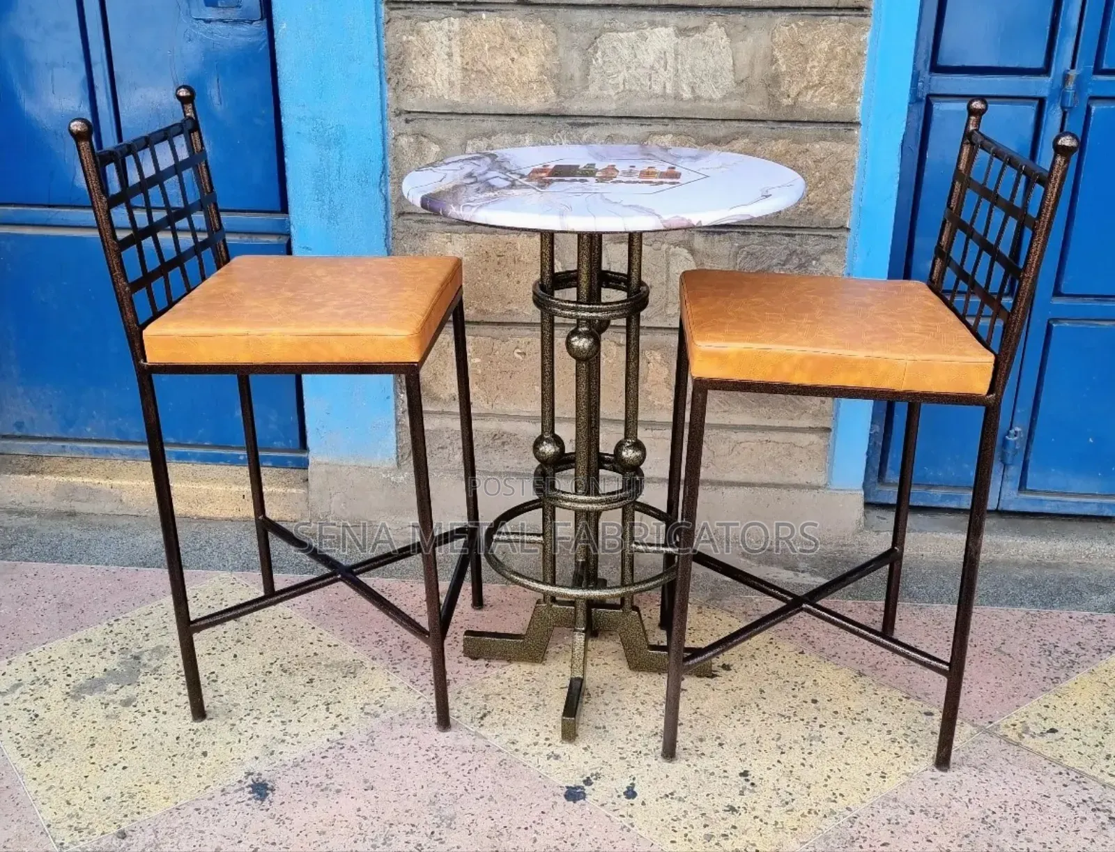 Bar Stools Set, a Unique High Table and 2 Chairs.