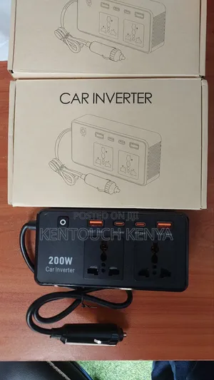 200w Car Inverter With 2 Sockets, 2 Usb 2 Type C Fast Charging Ports