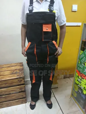 Orange Pockets Black Body Sleeveless Overall