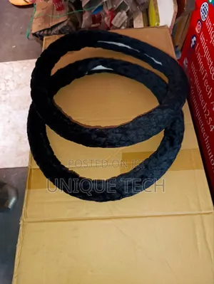 Black Plush Fluffy Steering Wheel Cover Universal Fit