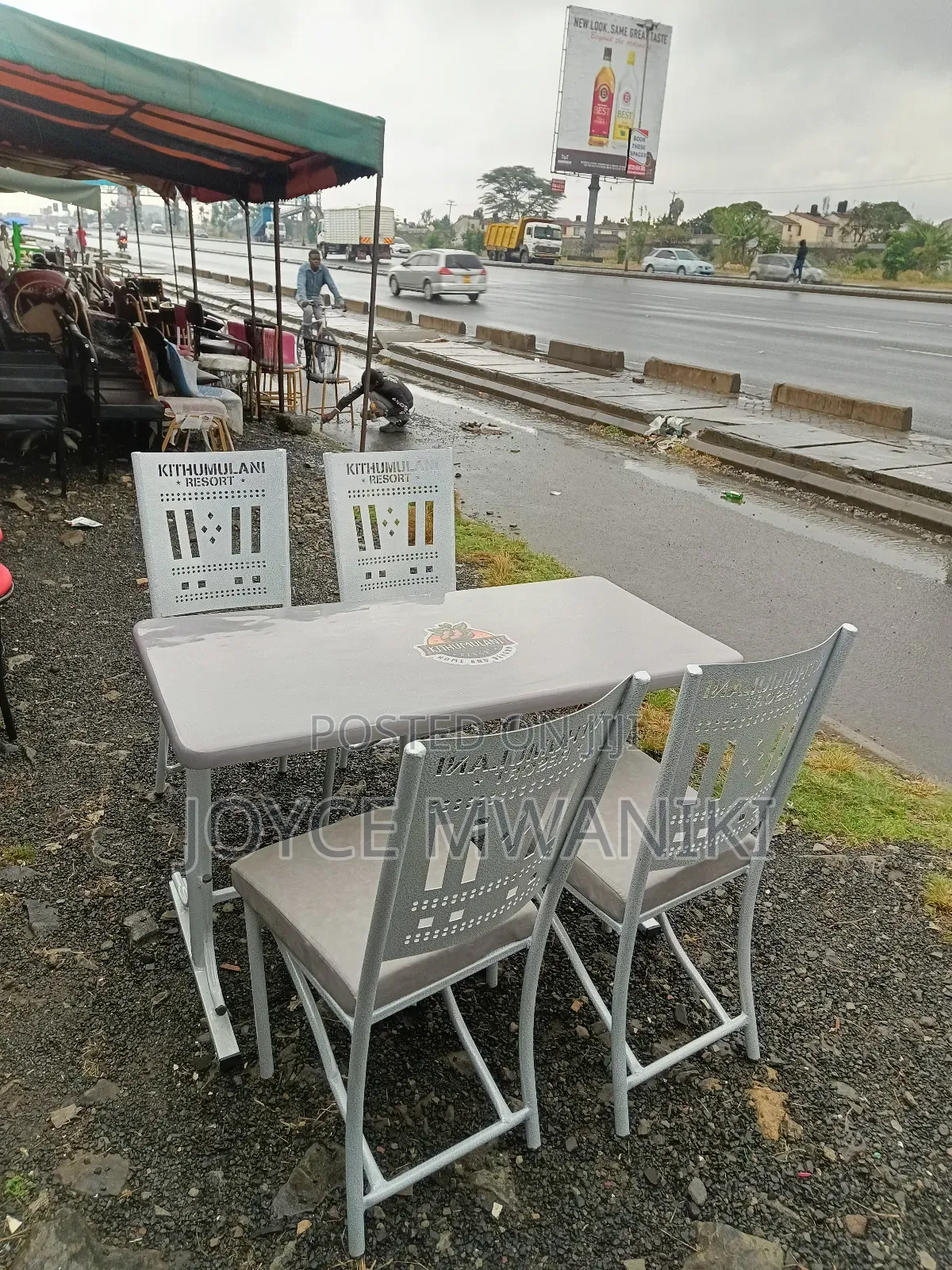 Restaurant Powder Coated Set, White and Grey. .