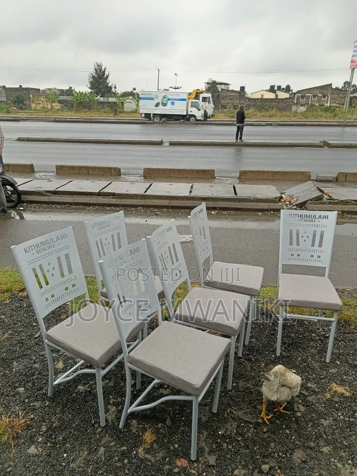 Light Grey Hotel Restaurant Chairs With Coated Frame 
