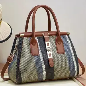 Hand Bags Fashion Color Contrast Canvas