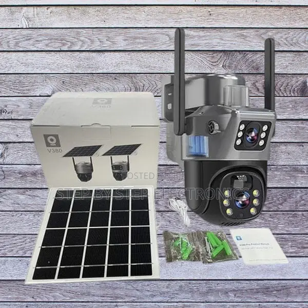 Dual Lens 4g Solar CCTV Camera With Noise Reduction Two-Way Audio