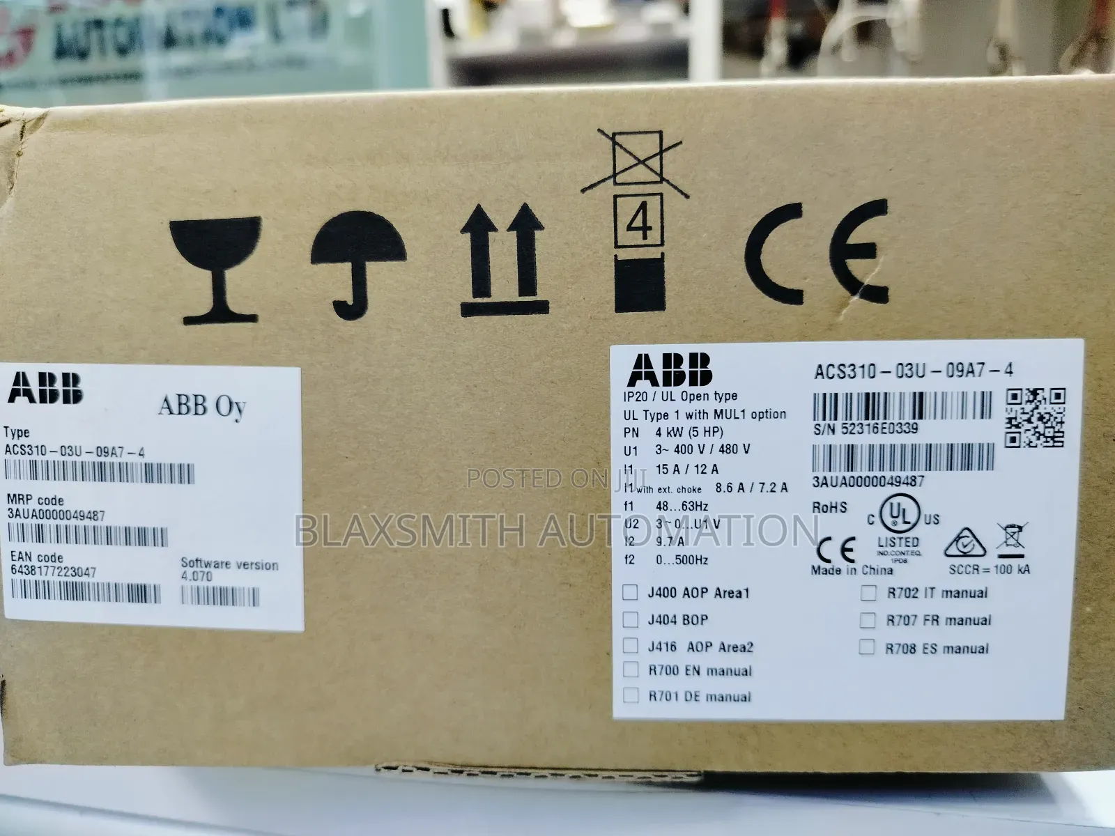 4kw(5hp) Abb VFD Acs310 3phase Input