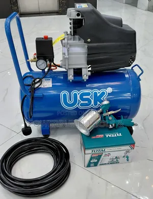 50l Usk Compressor Combo With 10m Compressor Pipe And  Metal Spray Gun