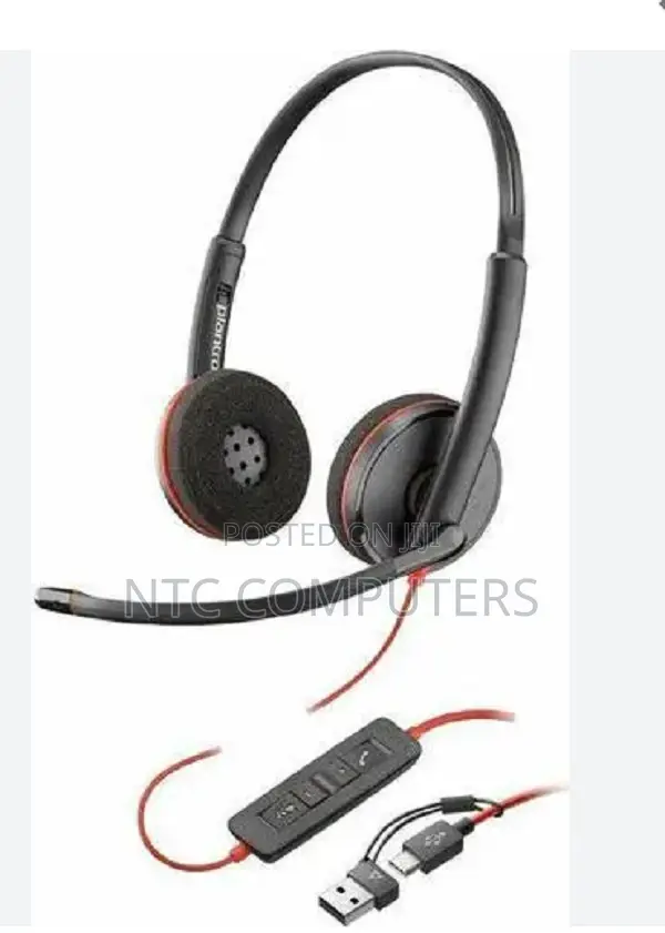 Poly Blackwire 3225 Stereo USB-C Headset +3.5mm Plug +USB-C/A