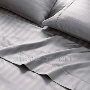 Grey And White Stripped Cotton Bedsheets