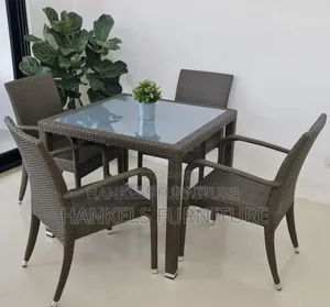 Rattan Gray 4 Seater Garden Dining Table