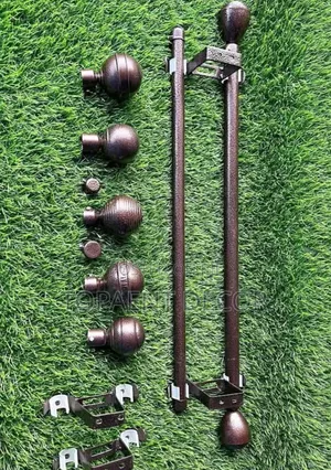 Brown Curtain Rods, Ceiling Brackets,Flowers and Cups Powdercoated Rod