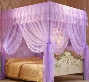 Purple Stand Alone 4 Stand Mosquito Net