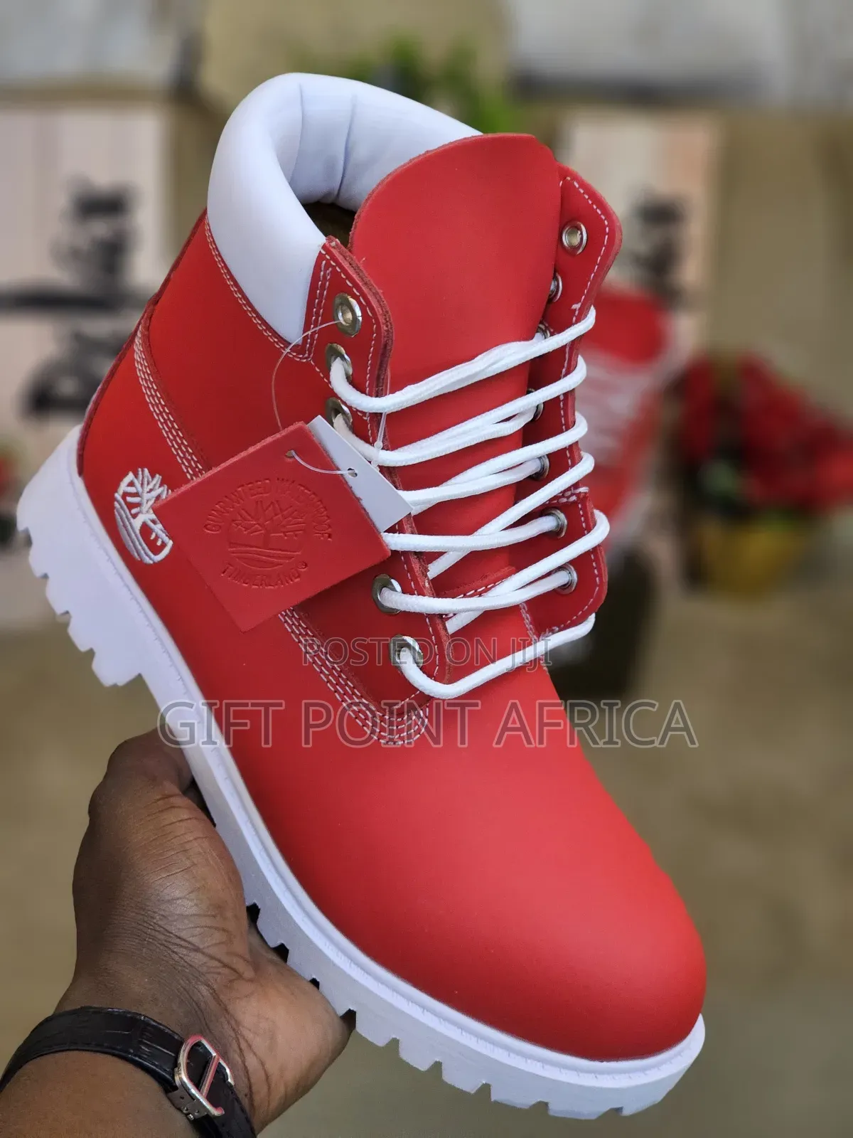 Red Leather Timberland Boots