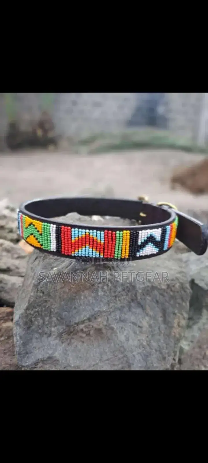 Pure Leather Masai Beads Dog Collar - Small Medium (Customized)
