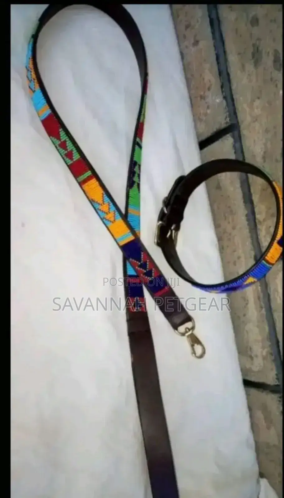 Pure Leather Masai Beads Dog Collar - Small Medium (Customized)