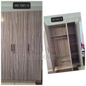 Beige 3 Door Wardrobe With a Hanging Area Space