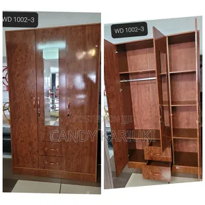 Brown 3 Door Wardrobe With a Hanging Rail