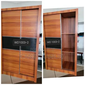 Brown 2 Door Wardrobe With Sliding Door