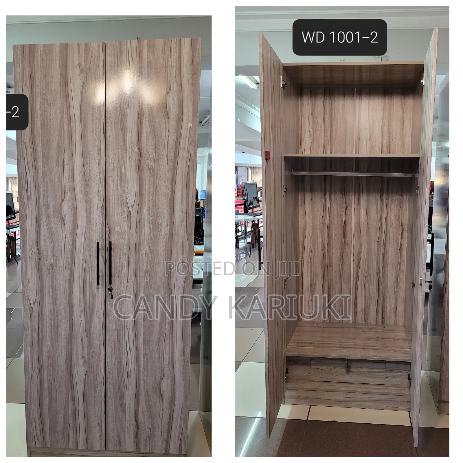 Beige 2 Door Wardrobe With Hanging Rail