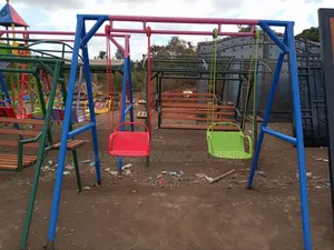 2-Seater Kids Swing – Red Green With Blue Frame