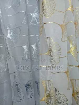 White Sheer Curtains Net With Flowered Patterns