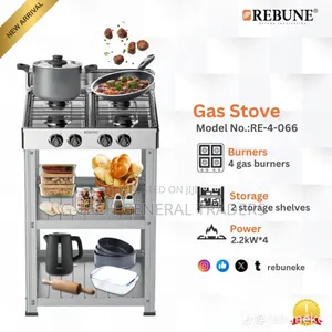 Rebune 4gas Burner With Storage Shelves