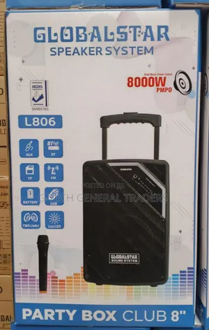 Globalstar Speaker Trolley 8inch 8000w With Microphone