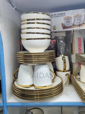24pcs White Gold Rim Dinnerset