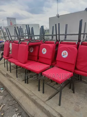 Red Branded Church Chairs, With Powder Coated Frame 