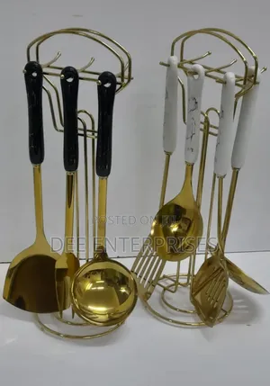 Ceramic Handle Stainless Steel Serving Spoon Set