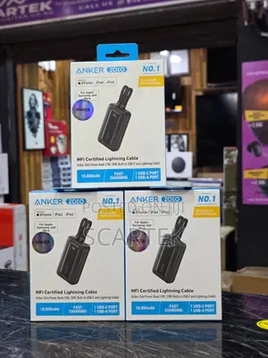 Anker Zolo Power Bank 10k 30w Built In Usb And Lightning Cable