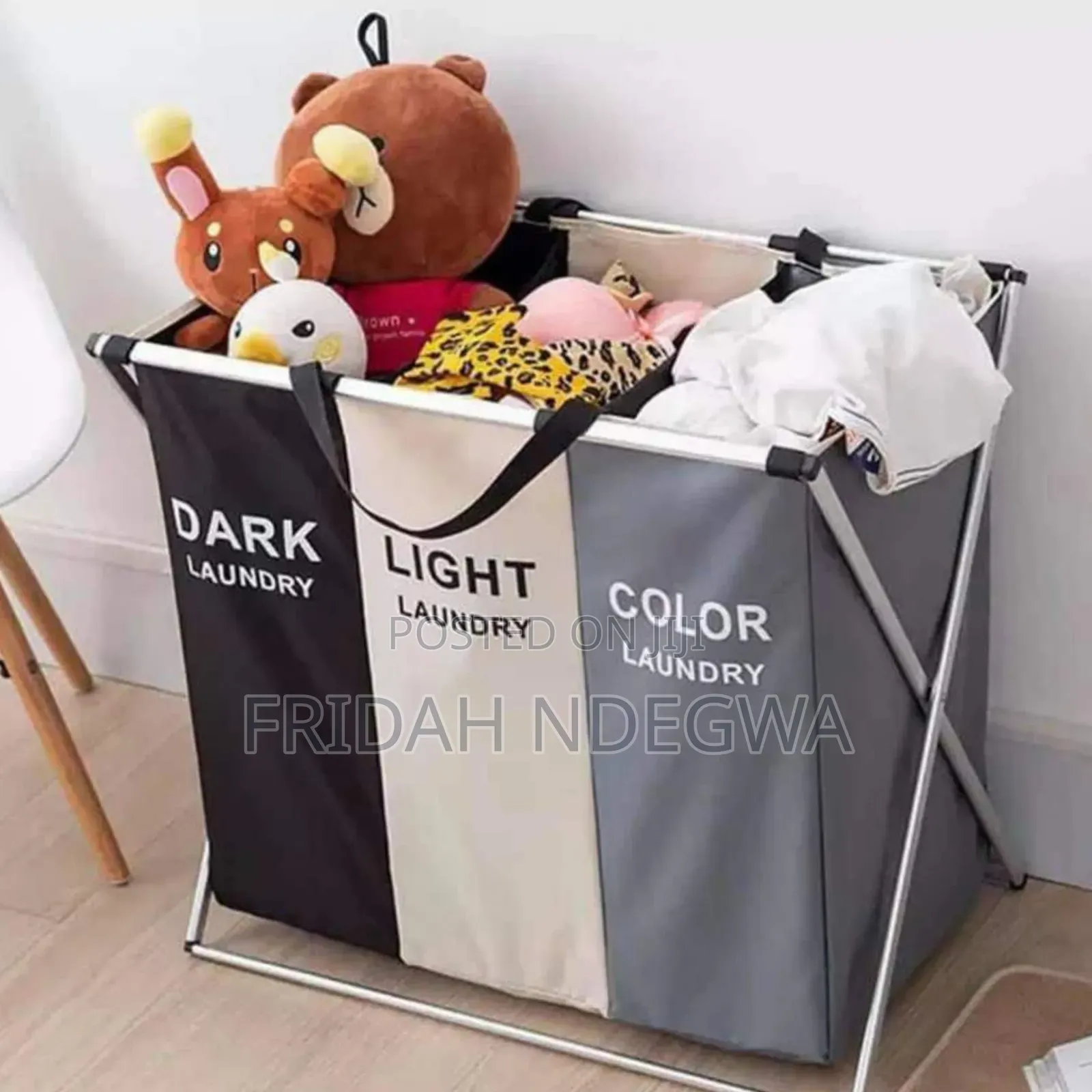 3 Compartment Foldable Laundry Basket