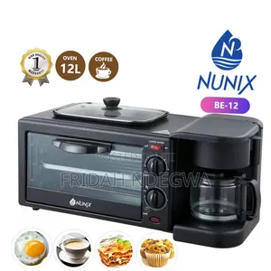 Nunix 3 In 1 Breakfast Maker; Toaster,Oven, Coffee Maker
