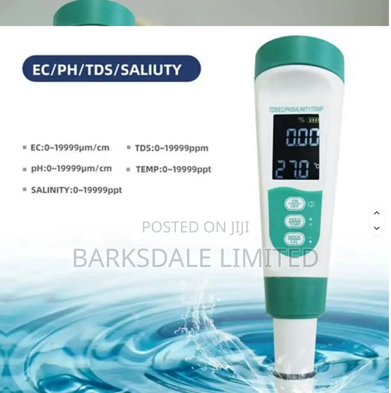 5-in-1 TDS Ec Ph Temperature Salinity Water Quality Tester