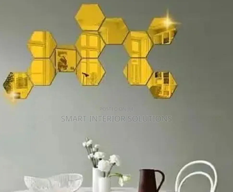Living Room Hexagonal Mirrors