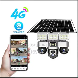 Triple Lens PTZ Solar Streetlight With Camera 4g CCTV